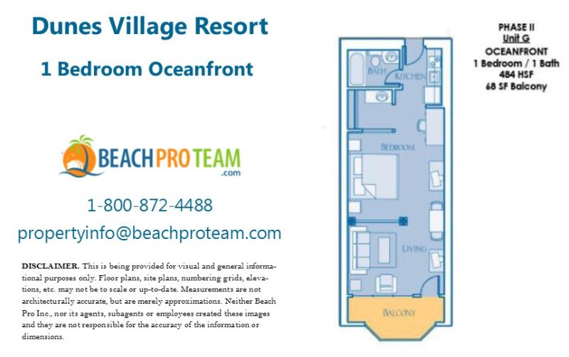 Dunes Village II Floor Plan G - 1 Bedroom Oceanfront